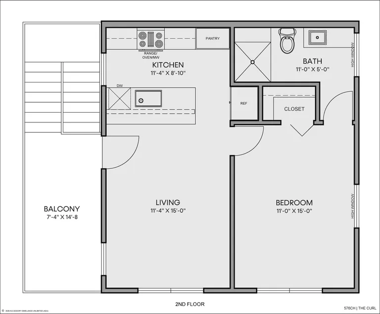 The Curl floorplan, unit above